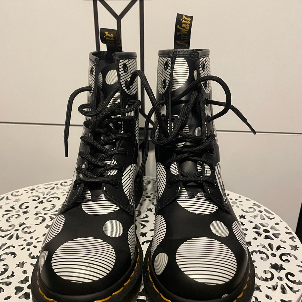 Dr. Martens Black Boots with White Polka Dots